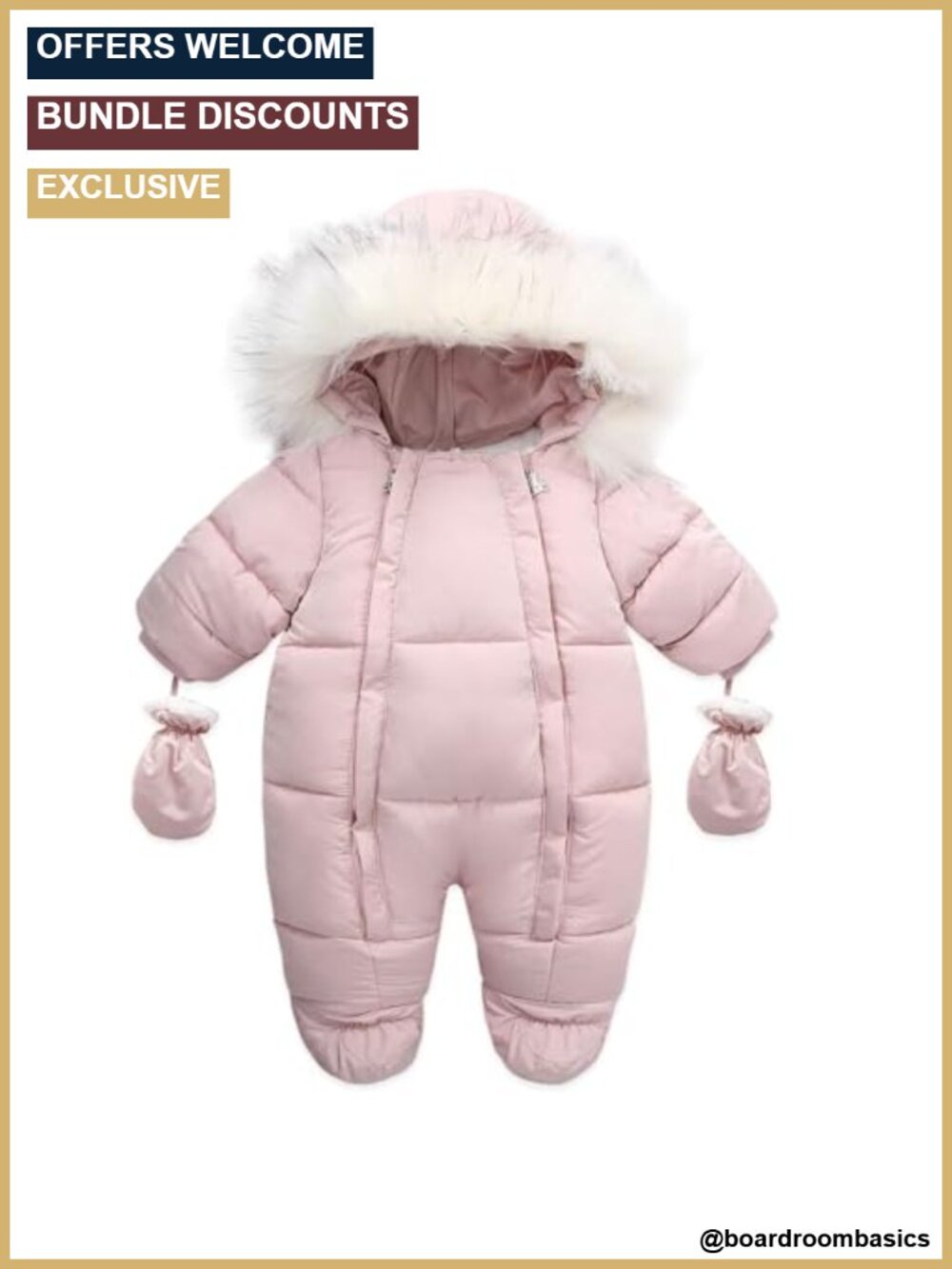 Baby Snowsuit Hooded Puffer Jumpsuit Winter Outwear Polyester Cotton